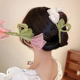 Fabric Rose Flower Ladies Hair Clip Large Alloy Claw Clip Ponytail Shark Clip Fashion Headdress Flower Barrette Hair Accessories