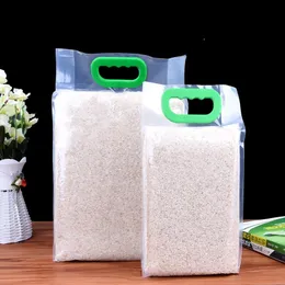 Transparent plastic nylon rice grain packaging bags food grade vacuum bag large pouch kitchen storage pocket organzier