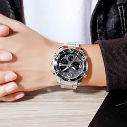손목 시계 아날로그 쿼츠 캘린더 디스플레이 스테인레스 스틸 스트랩 선물을 가진 남성을위한 시계 깊은 방수 스포츠 PR 판매
