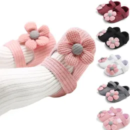 First Walkers 0-12 Months Baby Prewalker Kids Knitted Slip On Sneakers Born Flower Crib Shoes Girl Anti-Slip Infant Moccasins