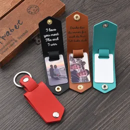 Key Rings Custom Po PU Leather Keychain Personalized Gifts for Men Dad Husband Boyfriend Drive Safe Keyring Hidden Message 230612