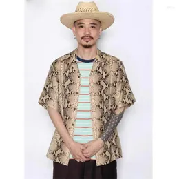 Camisas casuais masculinas 2023 Wacko Camisa de manga curta com estampa de leopardo Japonês Oversized Masculino e Feminino Meia de praia