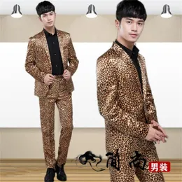 Ternos masculinos Moda Leopard Blazer Men Vestido Formal Mais Recente Casaco Pant Designs Terno Traje Homme Terno Masculino Para Palco Masculino