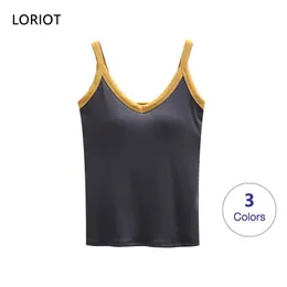 T-Shirt LORIOT Rippen-BH Leibchen für Frauen Tank Top Sando Singlet Weste V-Ausschnitt ärmellos Sexy Casual Koreanisch SA1331