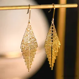 Miqiao Real Gold Drop Earrings Pure Fringe Fine Fine Jewelry luxury Gifts for Women R230613