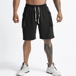 Ll masculino yoga esportes curto algodão shorts com bolsos do telefone móvel casual correndo ginásio quinto masculino jogger pant K-91