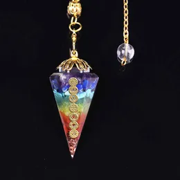 Medaillons Orgonit Reiki Pendel Naturstein Amulett Heilung 7 Chakra Kristall Energie Meditation Sechseckiger Anhänger für Frauen Schmuck 230612