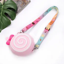 Handväskor 5Color Childrens Lollipop Silicone Coin Purse Girls Multiple Lollipopshaped Shoulder Messenger Bag 230613