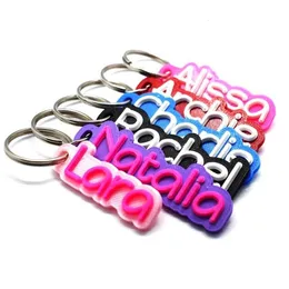 Key Rings Personalized Sculpture Name Keychains Custom Acrylic Initial Key Chain Vertical Pendant With Name For Women Men Jewelry Gifts 230613