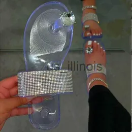 Slippers Flat Home Sandals MS Spring/Summer 2022 New PVC Flip Flops Women Finger Finger Finger Rhinestones Outdoor Beac MS J230613