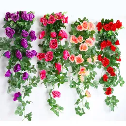 Dried Flowers Rose Vine Artificial Lvy Home Wedding Party Balcony Decor Garden Arch DIY Hanging Garland Plants Fake 230613