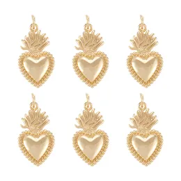 Charms 10pcs Brass Sacred Heart Pendants Golden for Fashion Women Men necklace jewelry making Decor Crafts 22x12x2.5mm 230613