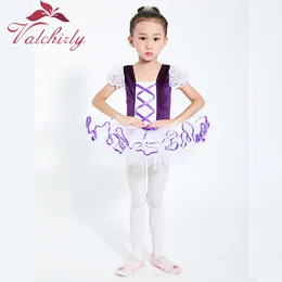 Dancewear Girls Ballet Tutu Dress Velvet Body Ribbon Mesh kjol Korta puff ärmar Kids Dance Gymnastics Leotard Costumes 230612