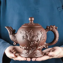 Teaware Yixing Clay Zisha Teapot大きな手作りのドラゴンティーポットシングルポットセラミック家庭用カンフティーセットティーカップセット