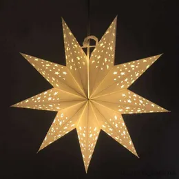 Garden Decorations 45cm Hollow Out Star Paper Lamp Cover Lampshade Decorations Lamp Cover Window Grille Home Bedroom Night Light Cover R230613