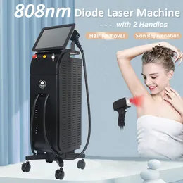 Máquina de rejuvenescimento facial de removedor de cabelo a laser 808nm Diodo a laser Face Corpo Cuidado profundo Cuidado Equipamento de beleza de pele com 2 alças