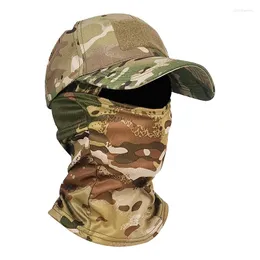 Bollmössor 2023 Militär huva Taktisk armébaseball för män Kvinnor Summer Snapback Sun Hats utomhus kamouflage balaclava halv skidmask