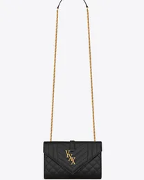 حقيبة مغلف Gold Logo Leather سلسلة جلدية واحدة