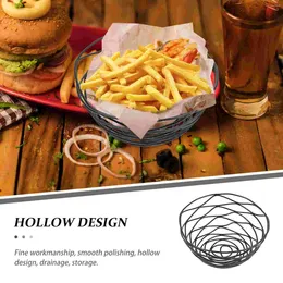 Servis uppsättningar Bird's Nest Snack Basket Fried Chicken Hollow Servering Holder Pommes Fries Metal Chips