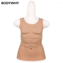 Women's Shapers Silicone Chest Pectoral Half Body Round Neck Muscle Pack Eight Abs Shapewear Crossdresser