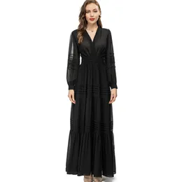 Women's Runway Dresses Sexy V Neck Long Lantern Sleeves Elegant High Street Designer Vestidos