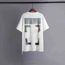 OFFes Designer-T-Shirt aus Baumwolle mit Ölmalerei und kurzen Ärmeln, Herren-T-Shirt, lässige T-Shirts, Rückendruck von Schwarz-Weiß-Sommer-Hip-Hop-Ow-Loose