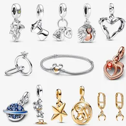 2023 NEW 925 Silver Charms Bracelets for Women Engagement Gift Hights Wide Jewelry DIY Fit Pandora Duck Diamond Dangle Mouse Bracelet Bracelet