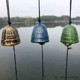 Dekoracje ogrodowe Temple Bell Lucky feng shui mały wiatr dźwięk dźwiękowy domek ogrodowy ogródek dekoracje na zewnątrz Cast Iron Outdoor R230613