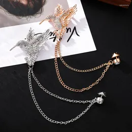 Brooches Punk Retro Animal Bird Rhinestone Metal Brooch Elegant Collar Tassel Cute Pin Lapel Pins On Clothes Women Jewelry Fashion