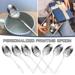 Dinnerware Sets Engraved Spoon Present For Husband Madam Family And Friends Tableware Stainless Steel Antibacterial Kitchen Accessor