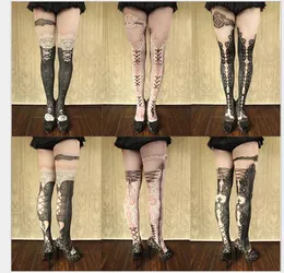 Socks Hosiery s Fashion Women Vintage Pantyhose Lolita Printed Wholesales 230613