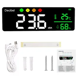 Noise Meters Digital Decibel Sound Level Meter Smart Wall Mounted Neighbors Noise Detector 30-130dB Temperature and Humidity Monitor 230612