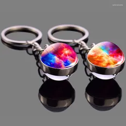 Keychains Men Fashion Gorgeous Cloud Silver Color Keychain Crystal Glass Ball Pendant Personality Keyring For Women Friend Gifts