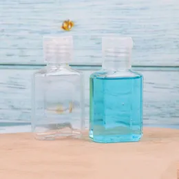 30ml hand sanitizer PET plastic bottle with flip top cap square bottles for cosmetics Essence Hllps
