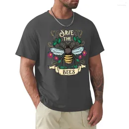 Polos masculinos florais Save The Bees Art para Apicultores T-Shirt Moda Coreana Meninos Camisetas Tops Roupas Masculinas