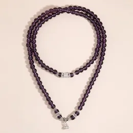 Choker Oaiite 8mm Natural Amethyst Stone Halsband 108 Japamala Strand Armband Två stil fredliga hjärt lugnande smycken