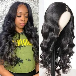 Body Wave U 부품 가발 100% Remy Human Hair Malaysian Virgin 머리 가발 흑인 여성을위한 Glueless 가발 180% 밀도 저렴한 가발