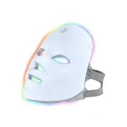 Ansiktsvårdsanordningar 7 färger LED-mask pon terapi anti-acne rynka borttagning hud föryngring blekning spa mask maskin hudvård verktyg 230612