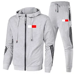 Homens Mulheres Fatos de Treino Preto Conjuntos Primavera Outono Moletom Calças Conjunto de 2 Peças Moletom Masculino Marca Tommy Moletom Esporte Joggers Jaqueta Calça de Moletom Masculino