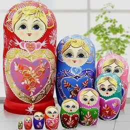 Dockor 10 lagerset 22 cm baby leksak häckande dockor trä ryska dockor matryoshka doll barn julklapp 230612