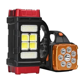 Rechargeable Torch Camping Light with Solar Charger, Waterproof outdoor Spotlight Searchlight with phone charger, Red or Orange