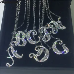 Pendant Necklaces choucong Handmade 26 Letters Pendants Pave AAAAA Cz 925 Sterling silver Wedding Necklace for Women Bridal Party jewelry 230613