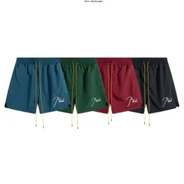 Topp hantverk för män shorts Rhude broderad elastisk avslappnad snabbtorkningshorts för män och kvinnor high street strand sport capris