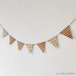 Trädgårdsdekorationer nordiska trä triangel flagga vägg hängande krans sträng baby shower födelsedagsfest bunting banner dekor foto rekvisita r230613