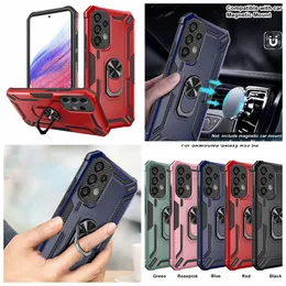 Metal Finger Ring Bracket Car Holder Cases For Iphone 14 Pro Max Plus 13 12 11 Hard PC TPU Defender Armor Hybrid Layer Shockproof Impact Combo Heavy Kickstand Cover