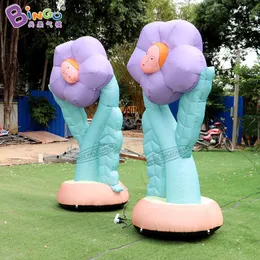 Flores de desenhos animados infláveis de publicidade personalizada brinquedos plantas de inflação esportiva com rosto para decoração de loja de eventos de festa