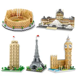 Blöcke Weltarchitektur Bausteine Berühmte Stadt Diamant Ziegel Louvre Big Ben Kolosseum Modelle Ziegel Lernspielzeug Geschenke 230612