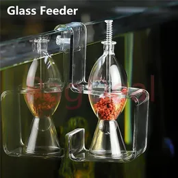 Linings Glass Fish Food Feeder Hang on Aquarium Crystal Shrimp Fish Feeding for Freshwater Saltwater Tank Aquariums