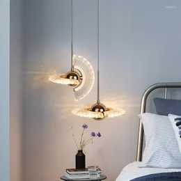 Kolye lambaları İskandinav Altın Flying Saucer Avize Oturma Odası Yemek Yatak Odası Sanat Diy Küçük Droplight İç Kişiselleştirilmiş Dekoratif Işık