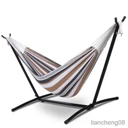 Hängmattor Portable Double Hammock med stativ inkluderade utomhusmöbler hängmatta med stand camp R230613